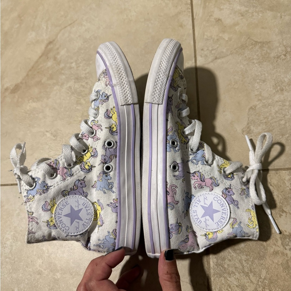 Converse Kids High-Top Sneakers - White and Lavender